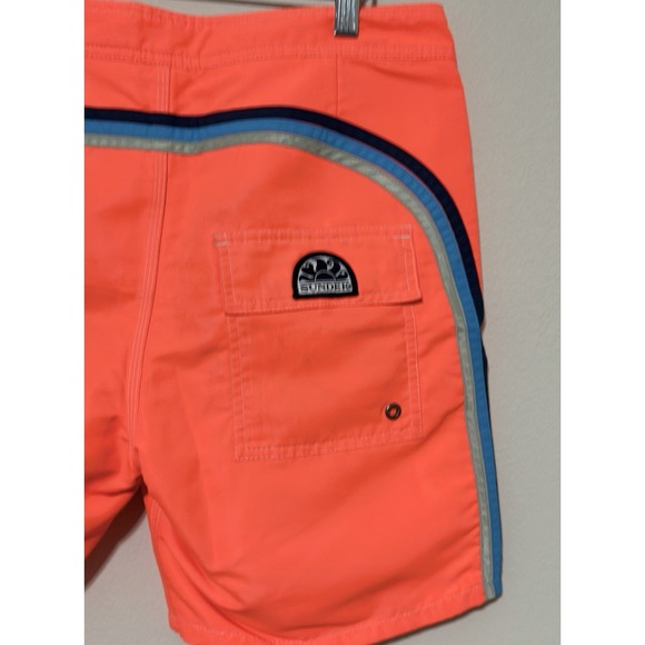 Sundek Iconic Taffeta Mid-length Swim Trunks Board Shorts Men's Size 30 Orange - Picture 4 of 12